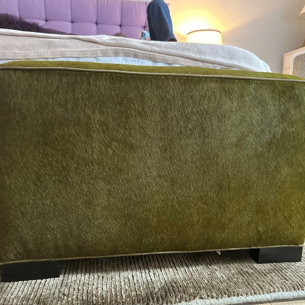 Crate & Barrel Hide Ottoman in Evergreen